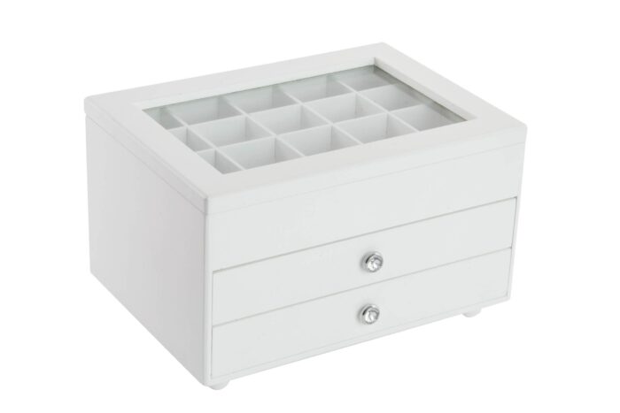 JO 127409 16 - Joyero mdf terciopelo 25x18x16 lacado blanco